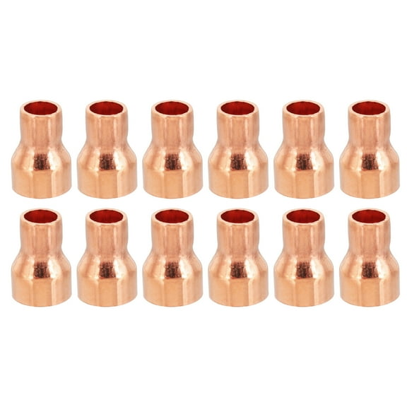 1/2" to 5/16" ID Copper Reducer, 12Pcs Pure Copper Reducing Coupling Fitting Pipe Tube Connector Adapter