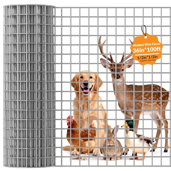 1/2" x 1/2" Chicken Wire Fencing, 36in x 100ft 16GA Heavy Duty Galvanized Vinyl Coated Welded Wire Mesh, Hardware Cloth for Yard, Vegetable Garden, Poultry and Goat Protection