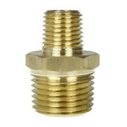 1/2" x 1/4" Male NPTF Pipe Reducing Hex Nipple Solid Brass Pipe Fitting New