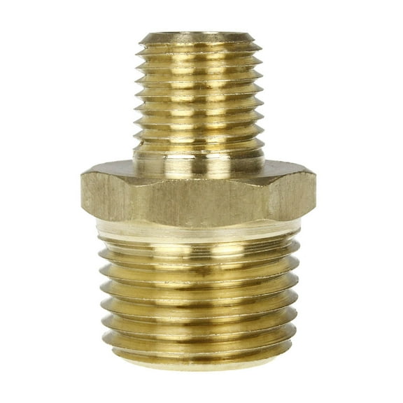 1/2" x 1/4" Male NPTF Pipe Reducing Hex Nipple Solid Brass Pipe Fitting New