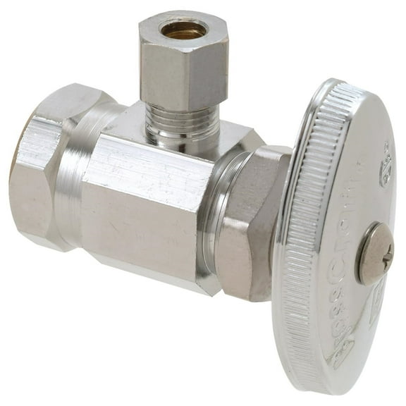 1/2 x 1/4 in. FIPT x OD Compression Knurled Oval Handle Angle Supply Stop Valve in Chrome Plated