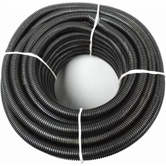 1/2" x 100' Flexible Corrugated Black LDPE Split Tubing Wire Loom