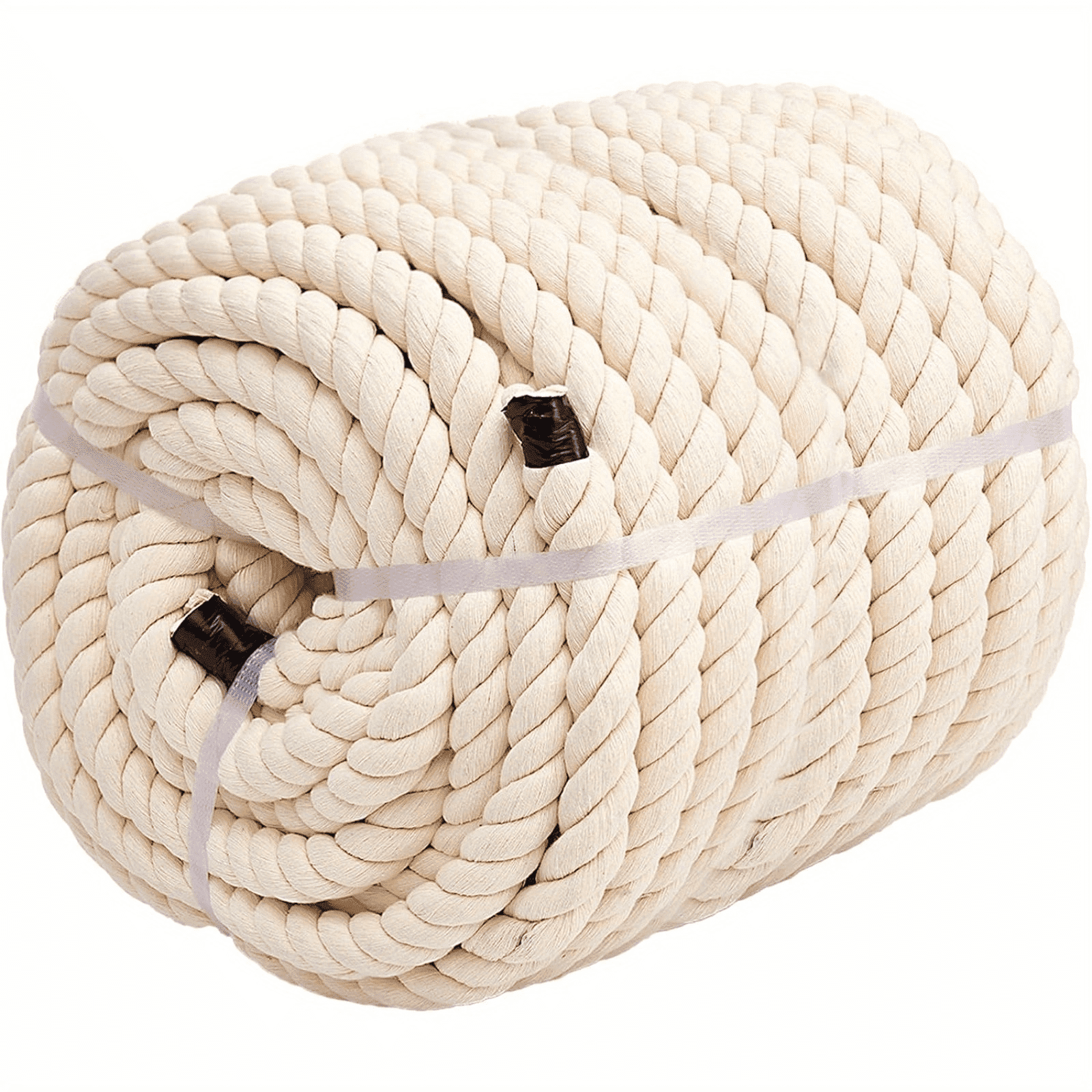 1/2" x 100FT, Natural 3-Strand Twisted Cotton Rope, Thick Braided Soft Macrame Cord for DIY Crafts, Home Decor, Plant Hangers & Outdoor Projects(White)