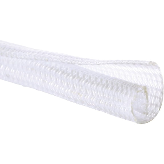 1/2" x 10ft Black/White Cable Sleeve - Protects Cords from Pets & Organizes Wires - Modern Style - Polyester Material - Flame Retardant - Easy to Use & Cut(White, 1/2"-10ft)