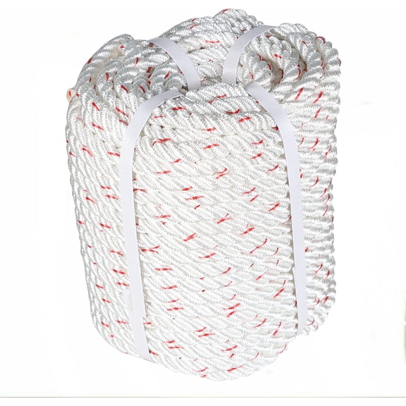 1/2 x 150 Feet Double Braid Polyester Rope, Arborist Rigging Rope Multipurpose Bull Rope Nylon Pulling Rope on Your Farm, Boat(White/Red)