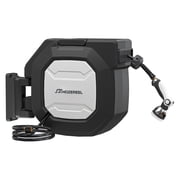 1/2" x 165 FT Retractable Garden Hose Reel,Outdoor Garden Hose Reels - Self Retract Wall Metal Mount Hose Reel Automatic Storage Black and white