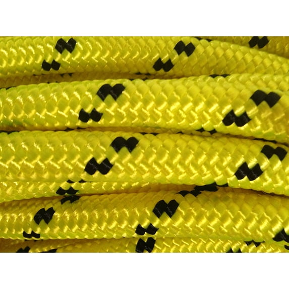 1/2" x 200 ft Arborist Double Braid Polyester Rope, Yellow/Black