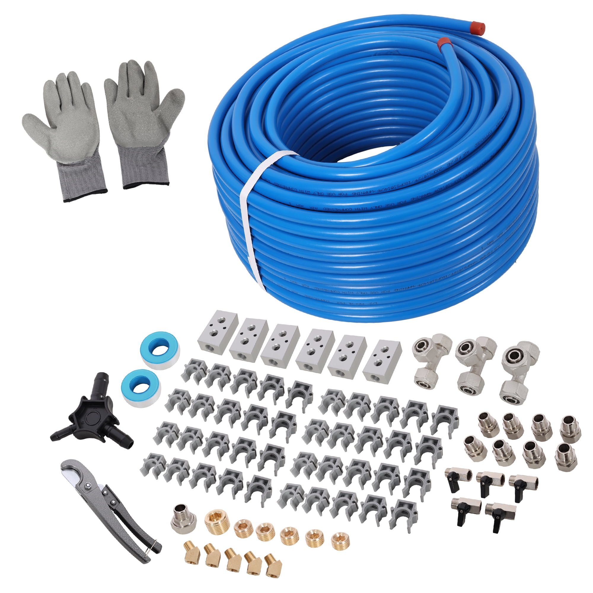 1/2" x 200ft Air Compressor Piping, Reinforced PEX-AL-PEX Tubing, Air Hose Kit Compressor Accessories, Blue Tubing