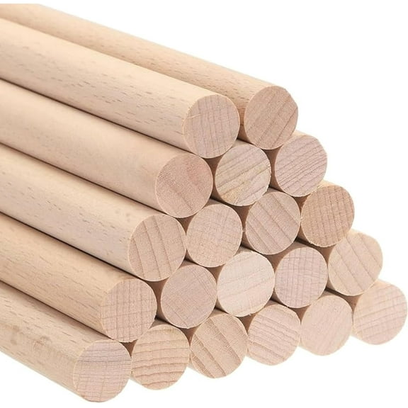1/2" x 24" Wooden Dowel Rods Set - 25 Pack Birch Natural Thin Hardwood Dowels for Furniture Parts, Hangers, Toys - Smooth Finish - Suitable for Crafts, Decor, DIY Projects - Bulk Professional Pack