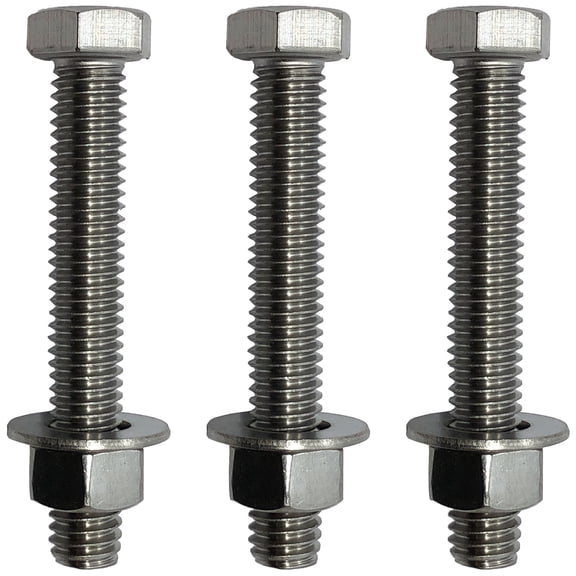 1/2" x 3" - 304-STAINLESS STEEL BOLTS, NUTS & WASHERS - 18-8 HEX HEAD Bolt - 304 Grade. General Purpose Bolts + Nuts + Washers - Full Coarse Thread -Tap Bolts 10
