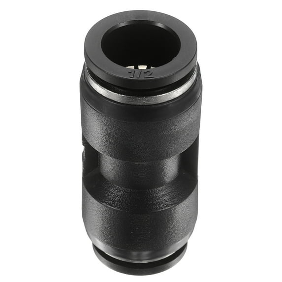 1/2" x 3/8" Pneumatic Push to Connect Fittings Straight Union, Black