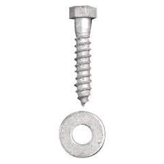 1/2" x 4-1/2" (25 Pack) Galvanized Lag Screw Kit Grade A, Includes: 1/2" USS Flat Washers (25 pc) - Hot Dip Galvanized for Exterior Use - by ,