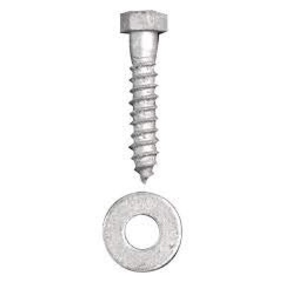 1/2" x 5-1/2" (25 Pack) Galvanized Lag Screw Kit Grade A, Includes: 1/2" USS Flat Washers (25 pc) - Hot Dip Galvanized for Exterior Use - by ,