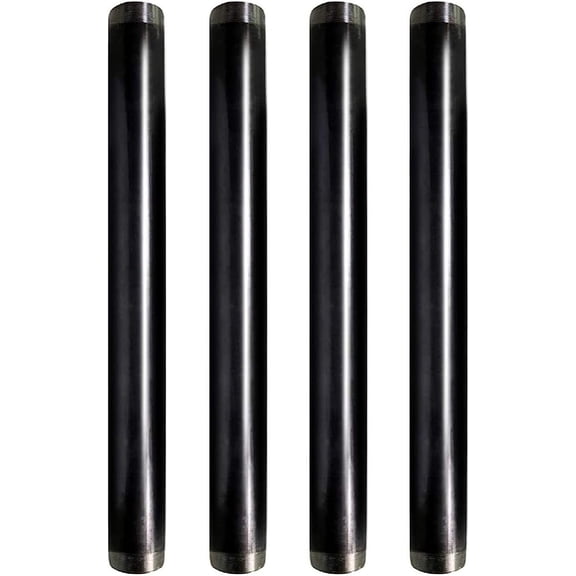 1/2 x 72 Inch Steel Black Pipe (4-Pack), Heavy Duty Malleable Steel Pipes, 1/2'' x 72'' Pre Cut Threaded Pipe Nipple Great For All DIY Furniture Projects And Black Pipe Shelving