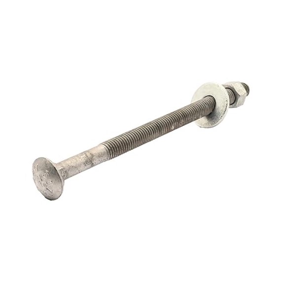 1/2" x 8" (25 Sets) Hot Dipped Galvanized Carriage Bolt Kit for Exterior Use, Includes (25 Each) USS Flat Washers and (25 Each) Hex Nuts, Grade A 307, 6" of Thread - by