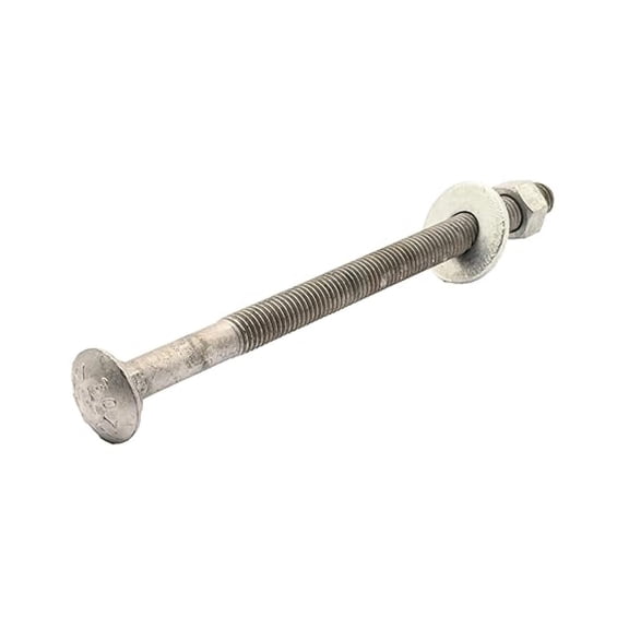 1/2" x 8" (25 Sets) Hot Dipped Galvanized Carriage Bolt Kit for Exterior Use, Includes (25 Each) USS Flat Washers and (25 Each) Hex Nuts, Grade A 307, 6" of Thread - by