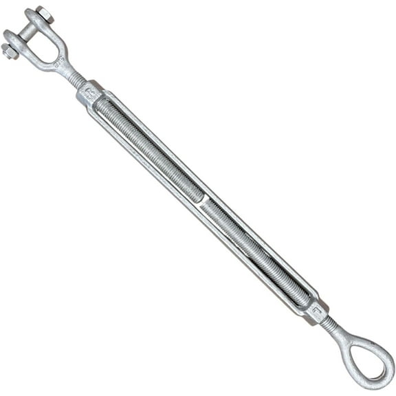 1/2" x 9" Drop Forged/Hot Dipped Galvanized Steel Eye/Jaw Turnbuckles for Wire Rope Cable - 1-Pack
