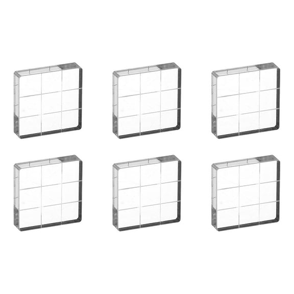 1.2"x1.2" Acrylic Stamp Block, 6Pcs Clear Stamping Block with Grid Lines Decorative Mounting Blocks Square for Scrapbooking DIY Crafts Card Making