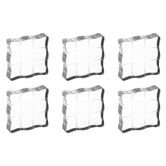 1.2"x1.2" Acrylic Stamp Block, 6Pcs Clear Stamping Block with Grid Lines Decorative Mounting Blocks Wave for Scrapbooking DIY Crafts Card Making