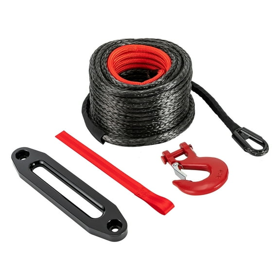 1/2"x92'+Rope Guide Synthetic Winch Rope 23,809LBs Line Cable with Hook Hot