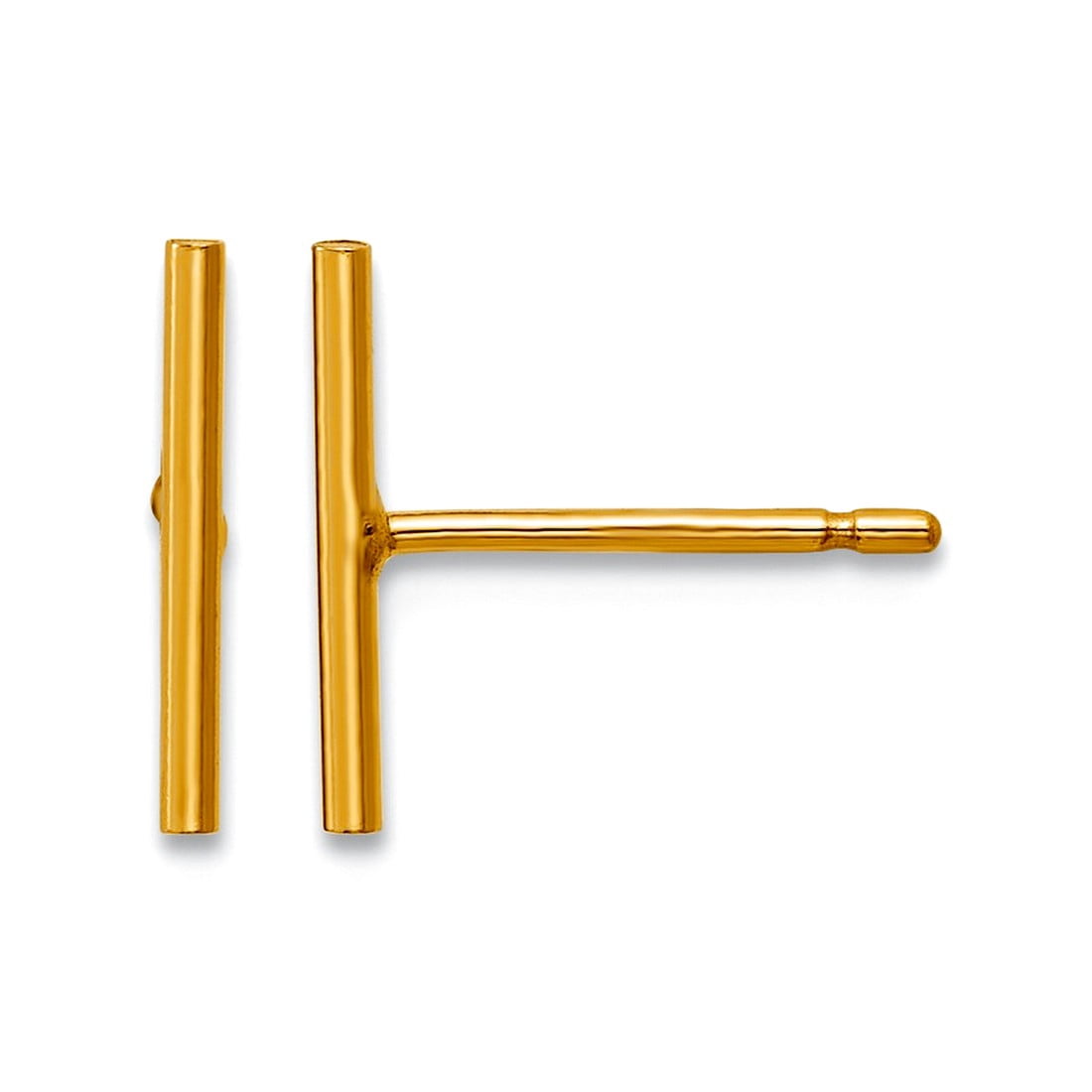 1/20 14k Gold Filled 10mm Bar Post Earrings 11.15x1.75mm Wide Stud Earring for Women - .3 Grams