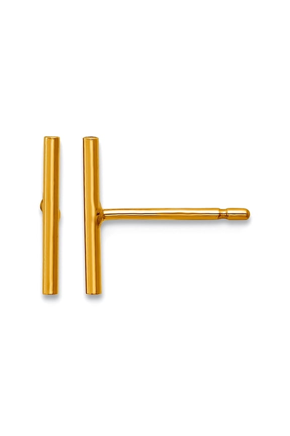 1/20 14k Gold Filled 10mm Bar Post Earrings 11.15x1.75mm Wide Stud Earring for Women - .3 Grams