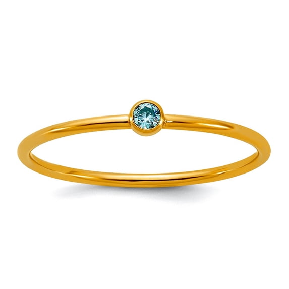 1/20 14k Gold Filled Blue Cubic Zirconia Bezel 1.0mm Stacking Ring Size 6 Ring for Women - .4 Grams