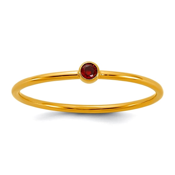 1/20 14k Gold Filled Dark Red Cubic Zirconia Bezel 1.0mm Stacking Ring Size 5 Ring for Women