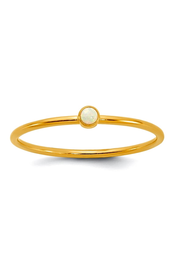 1/20 14k Gold Filled White Bello Opal 1.0mm Stacking Ring Size 6 Ring for Women - .4 Grams