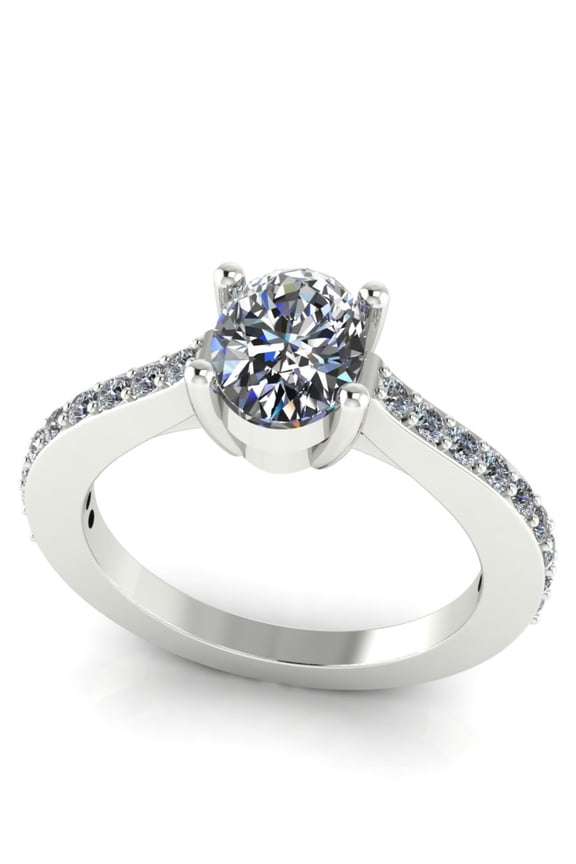 1.20 CT Center Stone 925 Sterling Silver Platinum Plated Ring for Women | Engagement, Wedding, Anniversary, Birthday Gift (18 Stones)