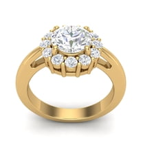 1.20 CT Moissanite Round Engagement Halo 925 Sterling Silver Gold Vermeil Ring VVS1 Clarity