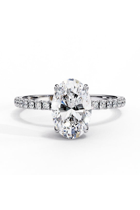 1.20 CT Oval Cut Diamond IGI Certified Lab Created Diamond Hidden Halo Style Engagement Ring For Bridal 14k White Gold Promise Ring