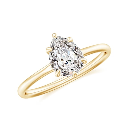 1.20 CT Pear Shaped 6-Prong Set Solitaire Diamond Engagement Ring in Sterling Silver/ Yellow Gold Plated Promise Wedding Band Ring April Birthstone Jewelry, Ring Size 8