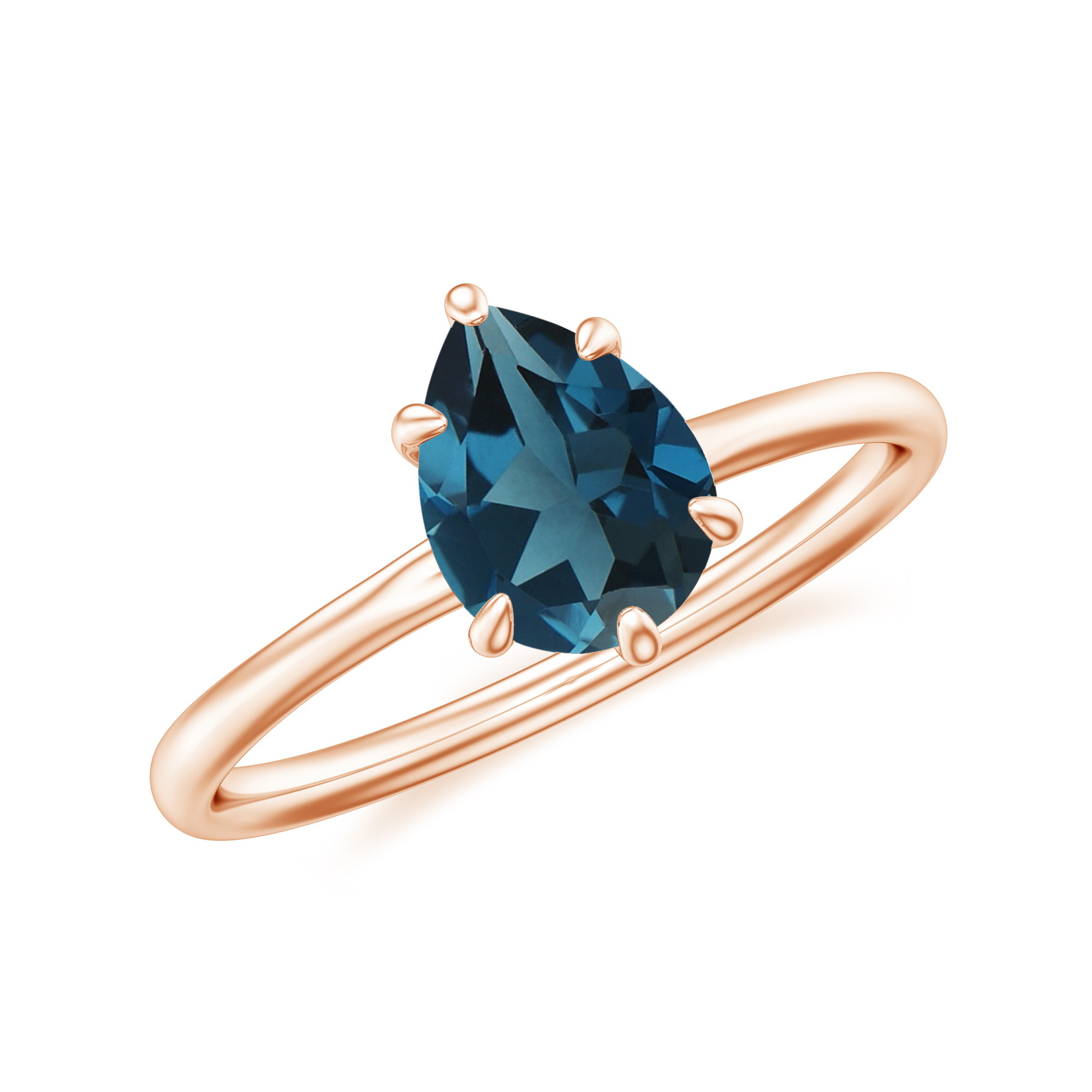 1.20 CT Pear Shaped 6-Prong Set Solitaire London Blue Topaz Engagement ...