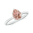 thumbnail image 1 of 1.20 CT Pear Shaped 6-Prong Set Solitaire Morganite Engagement Ring in Sterling Silver/ White Gold Plated Promise Wedding Band Ring Birthstone Jewelry, Ring Size 7, 1 of 1