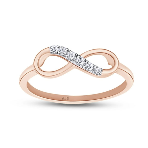 AFFY 0.05CT Natural White Diamond Accent Infinity Ring For Women in 14K Rose Gold over Silver-5