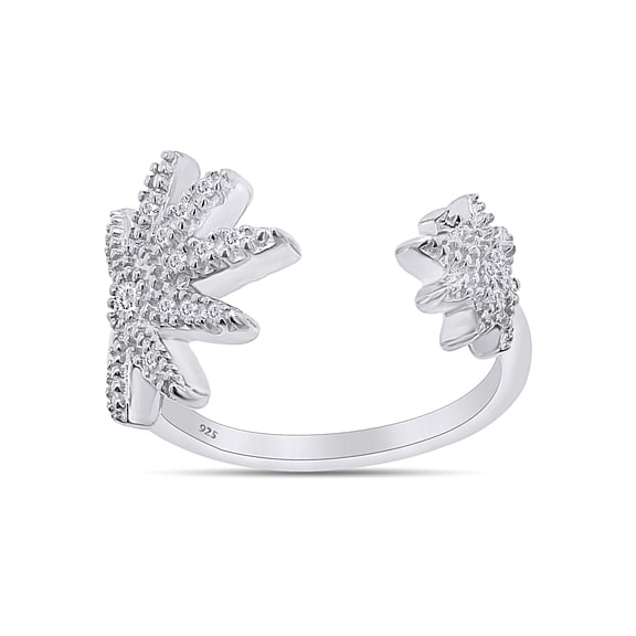 1/20 CT Round Cut Natural White Diamond Marijuana Leaf Adjustable Toe Ring In 14K White Gold Plated 925 Sterling Silver (Color: I-J, Clarity: I2-I3, 0.05 Cttw) -7