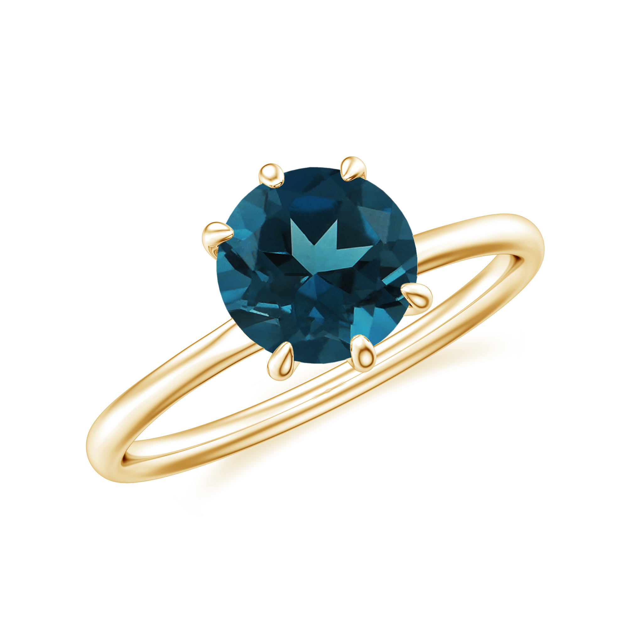 1.20 CT Round Shaped 6-Prong Set Solitaire London Blue Topaz Engagement ...