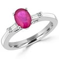 thumbnail image 1 of 1.20 CTW Oval Red Ruby Cocktail Ring in 14K White Gold - Size 3.75, 1 of 1