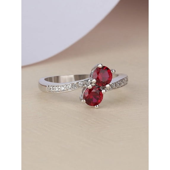 1.20 Carat Beautiful Round Cut (F-G/VS1) Natural Diamond Red Ruby Gemstone Bridal Ring for her 18K White Gold Size 6.5 by Diamond-Capitals