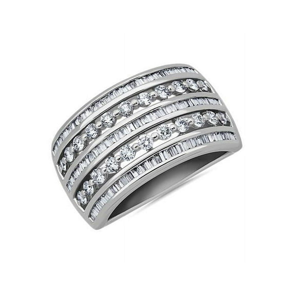 1.20 Carat Brilliant Baguette Cut Natural Diamond Elegant Wedding Eternity Band for her in Solid 14K White Gold Size 9.5