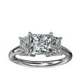 thumbnail image 1 of 1.20 Carat Brilliant Princess Cut Real Diamond Elegant Three Stone Wedding Ring for Women Solid 14K White Gold Size 10, 1 of 8
