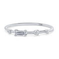 thumbnail image 1 of 1/20 Carat CT Baguette & Round Cut White Natural Diamond Engagement Ring In 10k White Gold For Womens Ring Size-4, 1 of 1