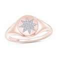thumbnail image 1 of 1/20 Carat CT Round Cut Composite Diamond Starburst Signet Engagement Ring In 10k Rose Gold For Womens Ring Size-8, 1 of 1