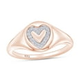 thumbnail image 1 of 1/20 Carat CT Round Cut White Natural Diamond Heart Outline Signet Engagement Ring In 14k Rose Gold Over Sterling Silver For Womens Ring Size-8, 1 of 1