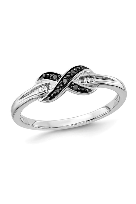 1/20 Carat (Ctw) Black & White Diamond X Ring in 14K White Gold (SZIE 7) for Women