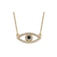 thumbnail image 1 of 1/20 Carat (Ctw) Blue Sapphire Evil Eye Pendant Necklace in 14K Yellow Gold with Diamonds and Chain, 1 of 2