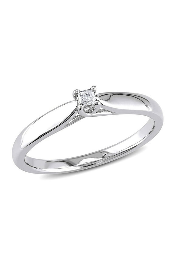 Gem & Harmony 1/20 Carat (Ctw) Diamond Solitaire Promise Ring in Sterling Silver for Women