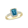 thumbnail image 1 of 1.20 Carat (Ctw) Emerald-Cut London Blue Topaz Ring in 14K Yellow Gold with Diamonds for Women, 1 of 6