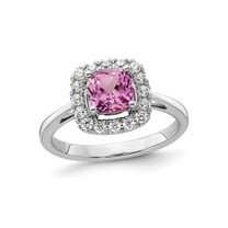 1.20 Carat (Ctw) Lab-Created Pink Sapphire Ring in 14K White Gold with Lab-Grown Diamonds 1/4 Carat (Ctw) for Women